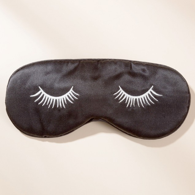 Black Silk Eye Mask with Printed Eyelashes Australia