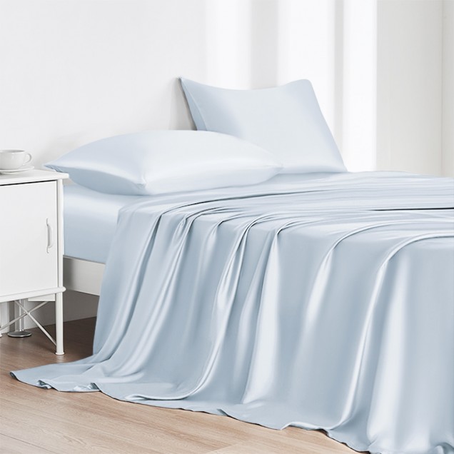 Alice Blue 22 Momme Mulberry Silk Flat Sheet Australia Alice Blue 22 Momme Mulberry Silk Flat Sheet Australia