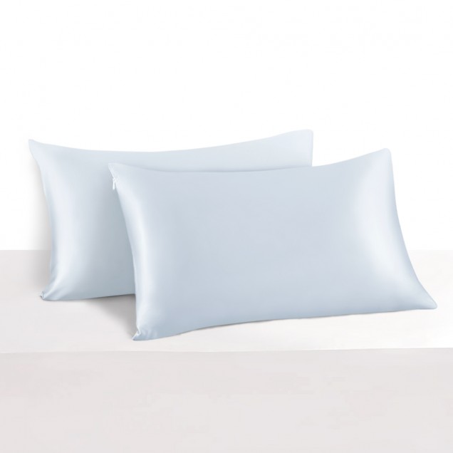 Alice Blue 22 Momme Mulberry Silk Pillowcase with Hidden Zipper Australia Alice Blue 22 Momme Mulberry Silk Pillowcase with Hidden Zipper Australia