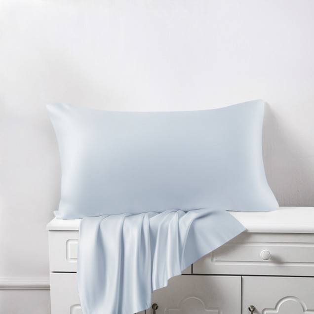 Alice Blue 22 Momme Mulberry Silk Pillowcase with Hidden Zipper Australia Alice Blue 22 Momme Mulberry Silk Pillowcase with Hidden Zipper Australia