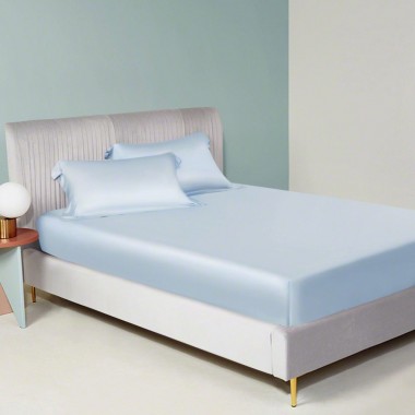 Baby Blue 22 Momme Mulberry Silk Fitted Sheet Australia