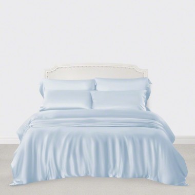 Baby Blue 3 PCS 22 Momme Mulberry Silk Duvet Cover Set Australia