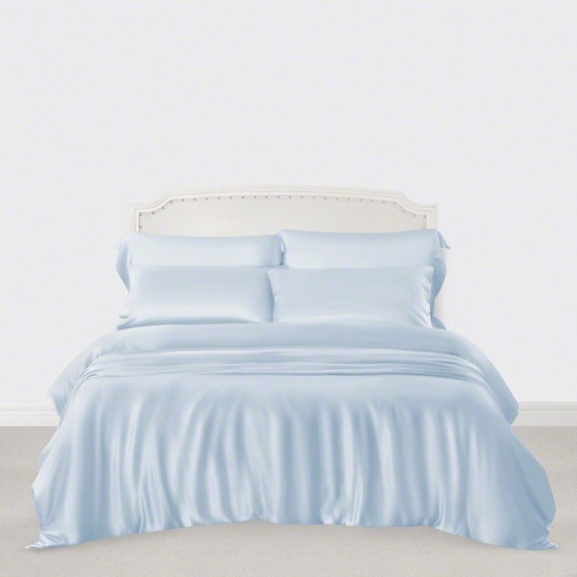 Baby Blue 3 PCS 22 Momme Mulberry Silk Duvet Cover Set Australia Baby Blue 3 PCS 22 Momme Mulberry Silk Duvet Cover Set Australia
