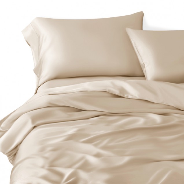 Beige 3 PCS 22 Momme Mulberry Silk Duvet Cover Set Australia
