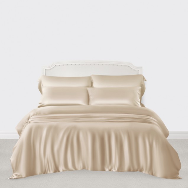 Beige 3 PCS 22 Momme Mulberry Silk Duvet Cover Set Australia