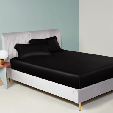 Black 22 Momme Mulberry Silk Fitted Sheet Australia