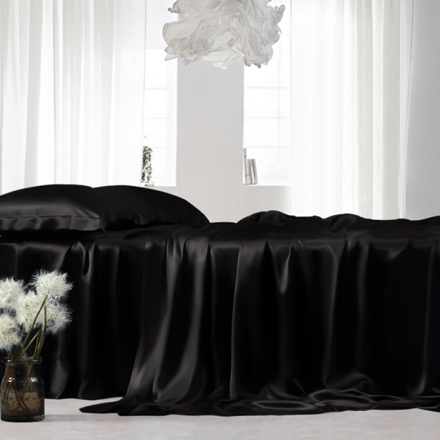 Black 22 Momme Mulberry Silk Flat Sheet Australia Black 22 Momme Mulberry Silk Flat Sheet Australia