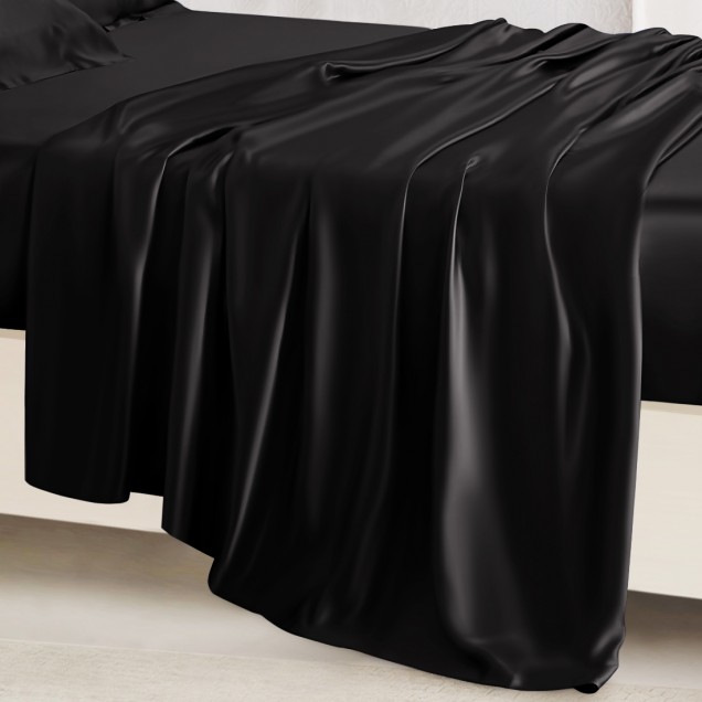 Black 22 Momme Mulberry Silk Flat Sheet Australia Black 22 Momme Mulberry Silk Flat Sheet Australia