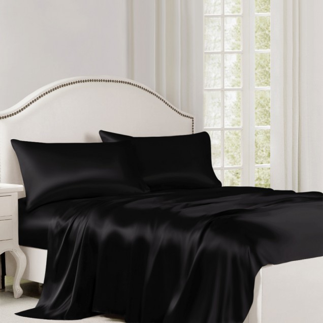 Black 22 Momme Mulberry Silk Flat Sheet Australia Black 22 Momme Mulberry Silk Flat Sheet Australia