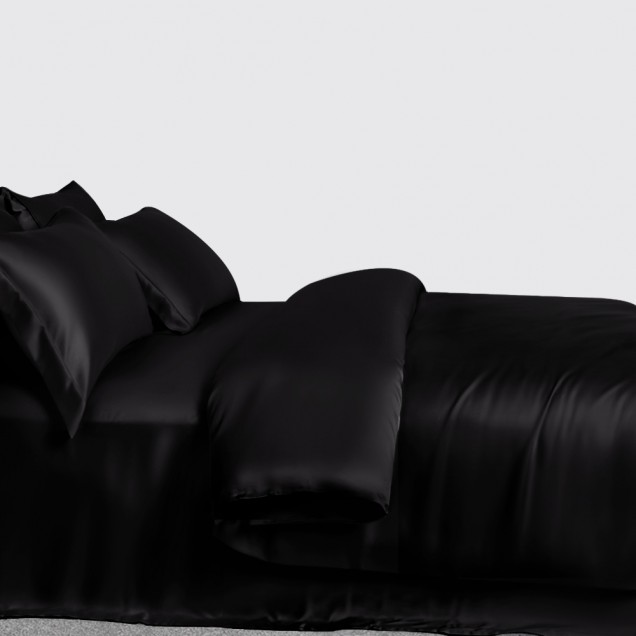 Black 3 PCS 22 Momme Mulberry Silk Duvet Cover Set Australia Black 3 PCS 22 Momme Mulberry Silk Duvet Cover Set Australia