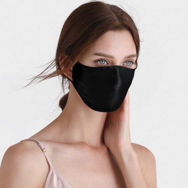 Black Double-Sided 22 Momme Silk Face Mask Australia Black Double-Sided 22 Momme Silk Face Mask Australia