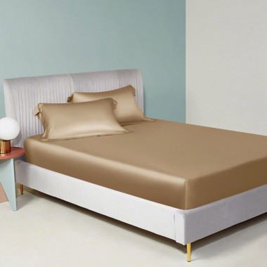 Cappuccino 22 Momme Mulberry Silk Fitted Sheet Australia