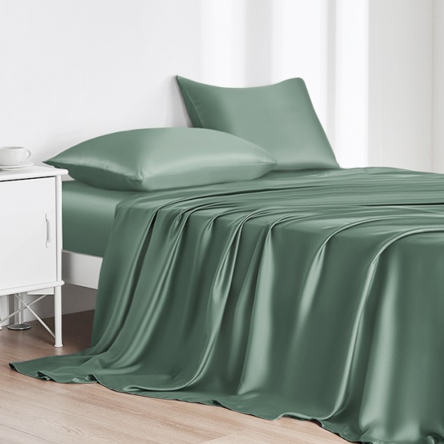 Celadon Green 22 Momme Mulberry Silk Flat Sheet Australia Celadon Green 22 Momme Mulberry Silk Flat Sheet Australia