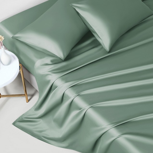 Celadon Green 22 Momme Mulberry Silk Flat Sheet Australia Celadon Green 22 Momme Mulberry Silk Flat Sheet Australia