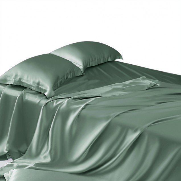 Celadon Green 22 Momme Mulberry Silk Flat Sheet Australia Celadon Green 22 Momme Mulberry Silk Flat Sheet Australia