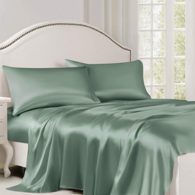 Celadon Green 22 Momme Mulberry Silk Flat Sheet Australia Celadon Green 22 Momme Mulberry Silk Flat Sheet Australia