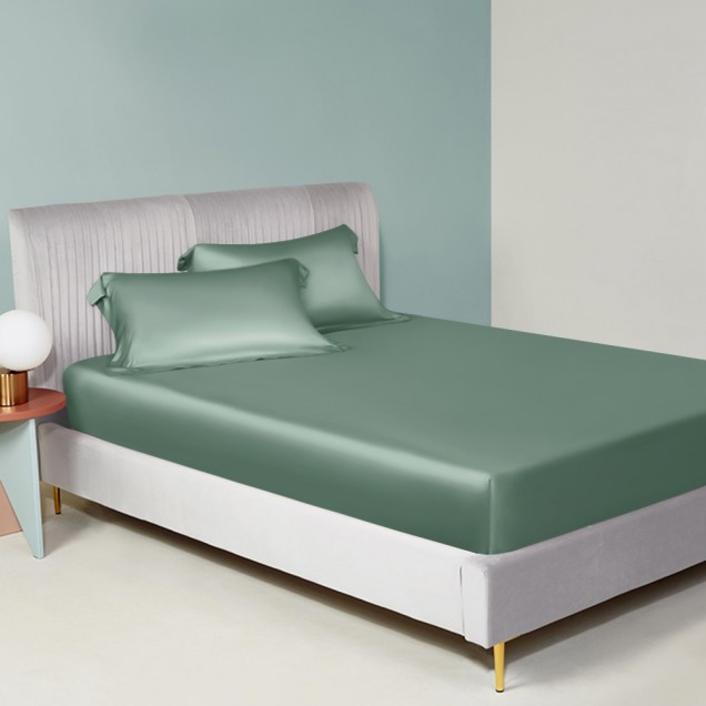 Celadon Green 22 Momme Mulberry Silk Sheet Set Australia Celadon Green 22 Momme Mulberry Silk Sheet Set Australia