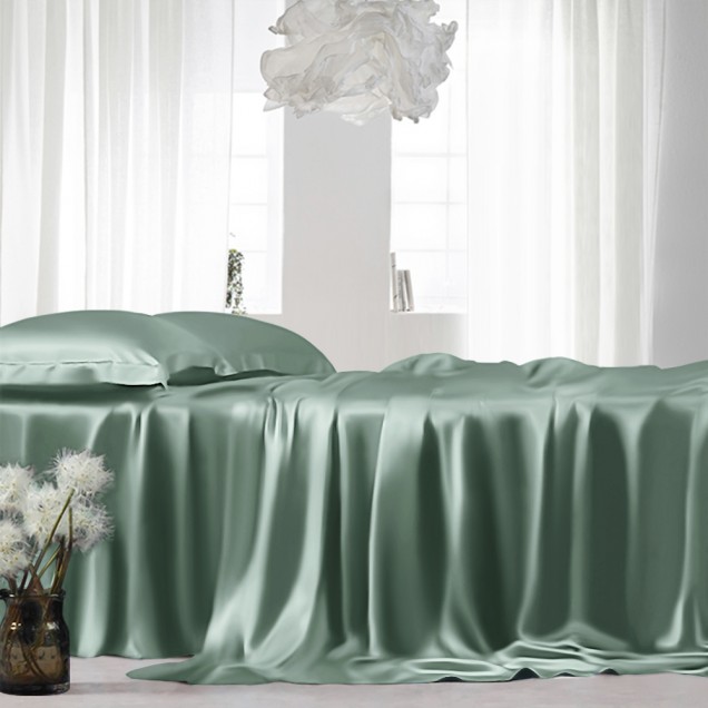 Celadon Green 22 Momme Mulberry Silk Sheet Set Australia Celadon Green 22 Momme Mulberry Silk Sheet Set Australia