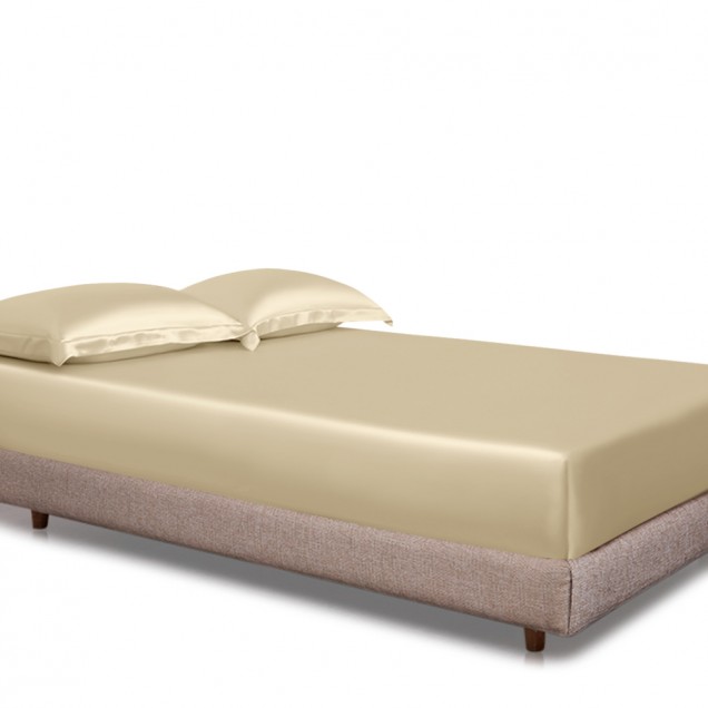 Champagne 22 Momme Mulberry Silk Fitted Sheet Australia Champagne 22 Momme Mulberry Silk Fitted Sheet Australia