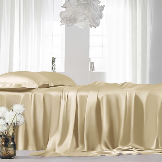 Champagne 22 Momme Mulberry Silk Sheet Set Australia Champagne 22 Momme Mulberry Silk Sheet Set Australia