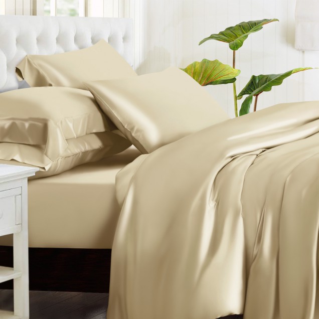 Champagne 3 PCS 22 Momme Mulberry Silk Duvet Cover Set Australia Champagne 3 PCS 22 Momme Mulberry Silk Duvet Cover Set Australia