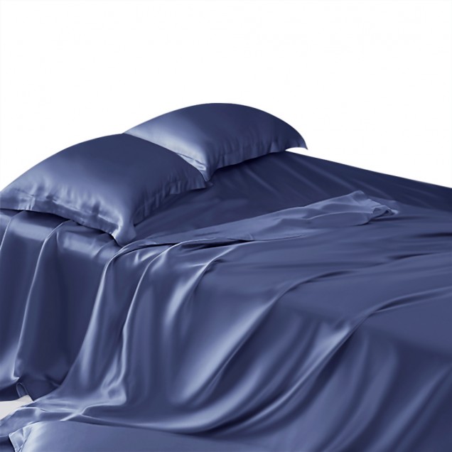 Dark Blue 22 Momme Mulberry Silk Flat Sheet Australia Dark Blue 22 Momme Mulberry Silk Flat Sheet Australia