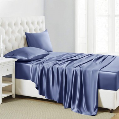 Dark Blue 22 Momme Mulberry Silk Sheet Set Australia