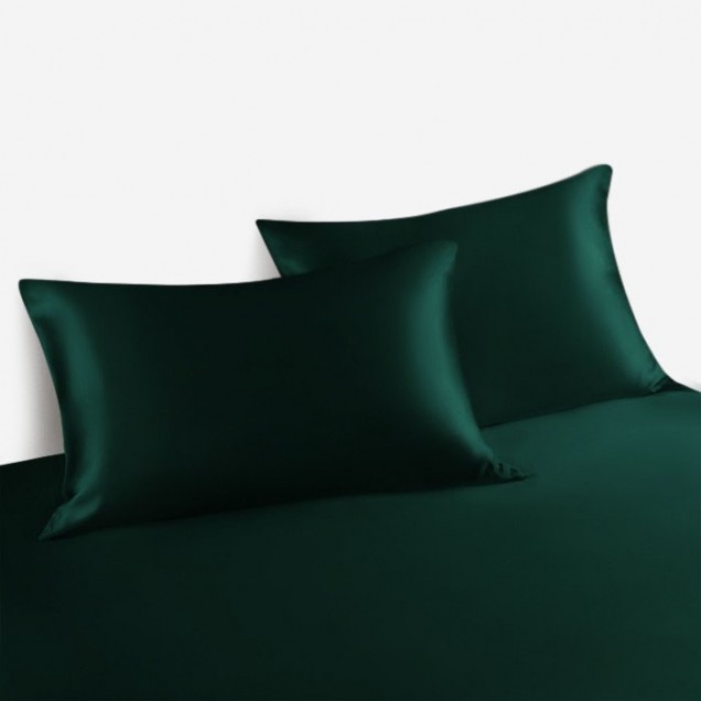 Dark Green 22 Momme Mulberry Silk Pillowcase with Hidden Zipper Australia Dark Green 22 Momme Mulberry Silk Pillowcase with Hidden Zipper Australia