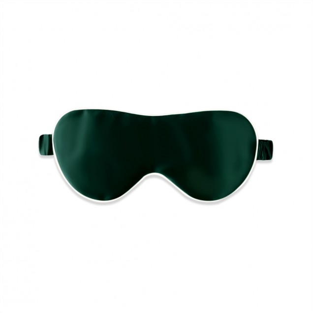 Dark Green & Ivory Suede Rose Silk Eye Mask Australia