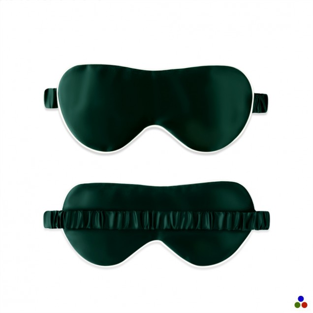 Dark Green & Ivory Suede Rose Silk Eye Mask Australia