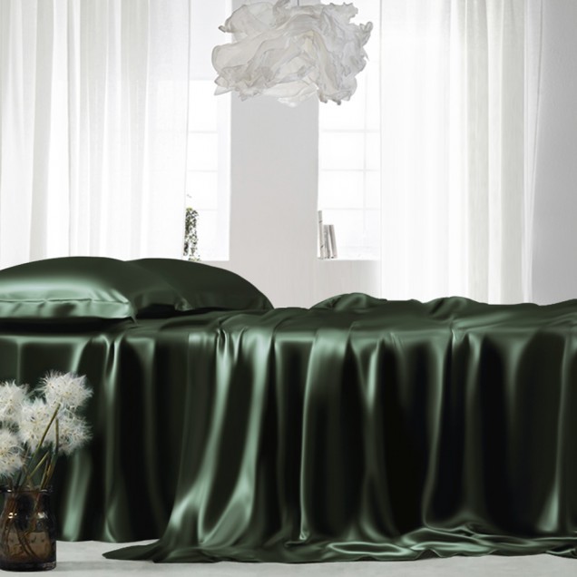 Hunter Green 22 Momme Mulberry Silk Flat Sheet Australia Hunter Green 22 Momme Mulberry Silk Flat Sheet Australia