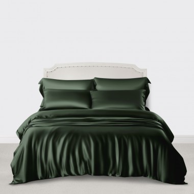 Hunter Green 3 PCS 22 Momme Mulberry Silk Duvet Cover Set Australia