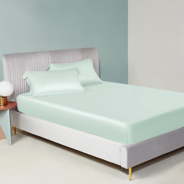 Light Cyan 22 Momme Mulberry Silk Fitted Sheet Australia