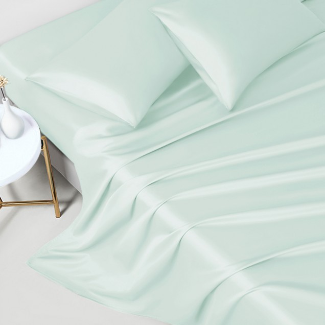 Light Cyan 22 Momme Mulberry Silk Flat Sheet Australia Light Cyan 22 Momme Mulberry Silk Flat Sheet Australia