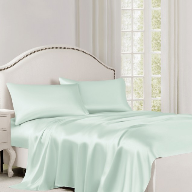 Light Cyan 22 Momme Mulberry Silk Flat Sheet Australia Light Cyan 22 Momme Mulberry Silk Flat Sheet Australia