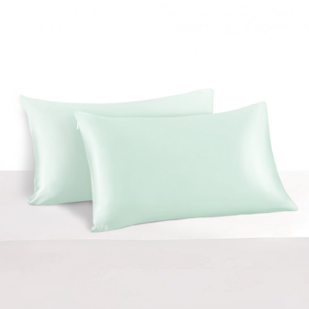 Light Cyan 22 Momme Mulberry Silk Pillowcase with Hidden Zipper Australia Light Cyan 22 Momme Mulberry Silk Pillowcase with Hidden Zipper Australia