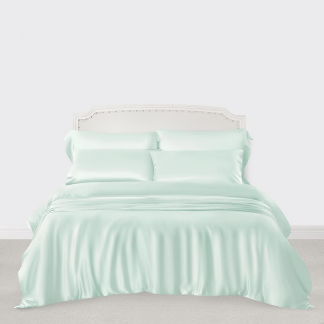 Light Cyan 3 PCS 22 Momme Mulberry Silk Duvet Cover Set Australia Light Cyan 3 PCS 22 Momme Mulberry Silk Duvet Cover Set Australia