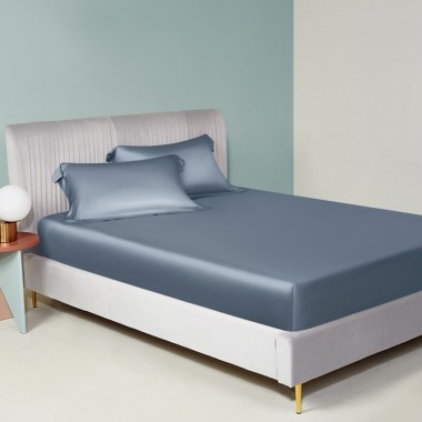 Misty Blue 22 Momme Mulberry Silk Fitted Sheet Australia