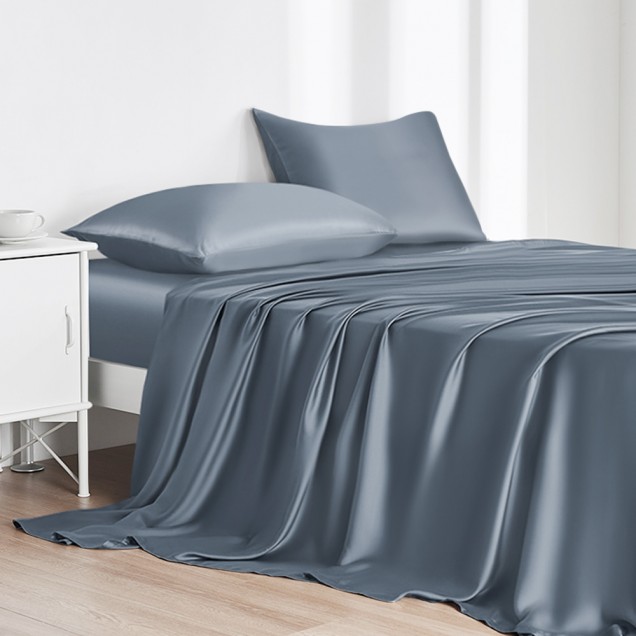 Misty Blue 22 Momme Mulberry Silk Flat Sheet Australia Misty Blue 22 Momme Mulberry Silk Flat Sheet Australia
