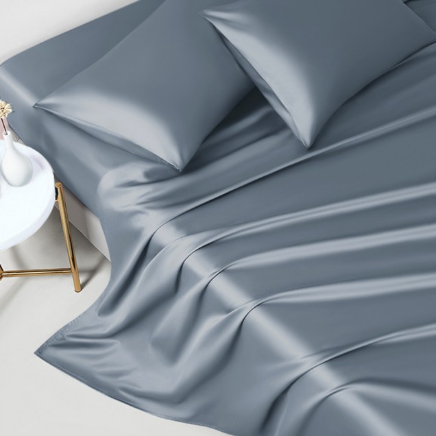 Misty Blue 22 Momme Mulberry Silk Flat Sheet Australia Misty Blue 22 Momme Mulberry Silk Flat Sheet Australia