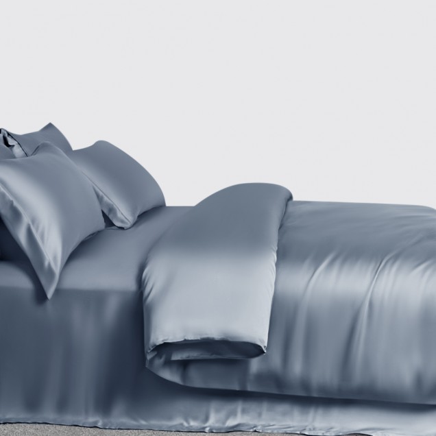Misty Blue 3 PCS 22 Momme Mulberry Silk Duvet Cover Set Australia Misty Blue 3 PCS 22 Momme Mulberry Silk Duvet Cover Set Australia