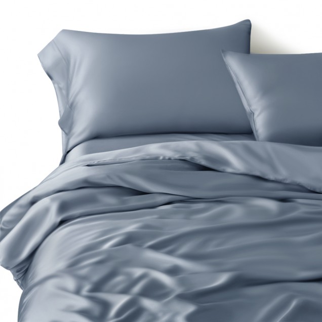 Misty Blue 3 PCS 22 Momme Mulberry Silk Duvet Cover Set Australia Misty Blue 3 PCS 22 Momme Mulberry Silk Duvet Cover Set Australia