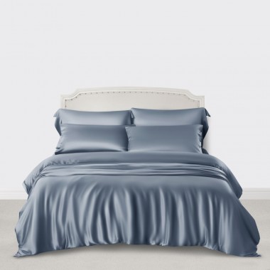 Misty Blue 3 PCS 22 Momme Mulberry Silk Duvet Cover Set Australia
