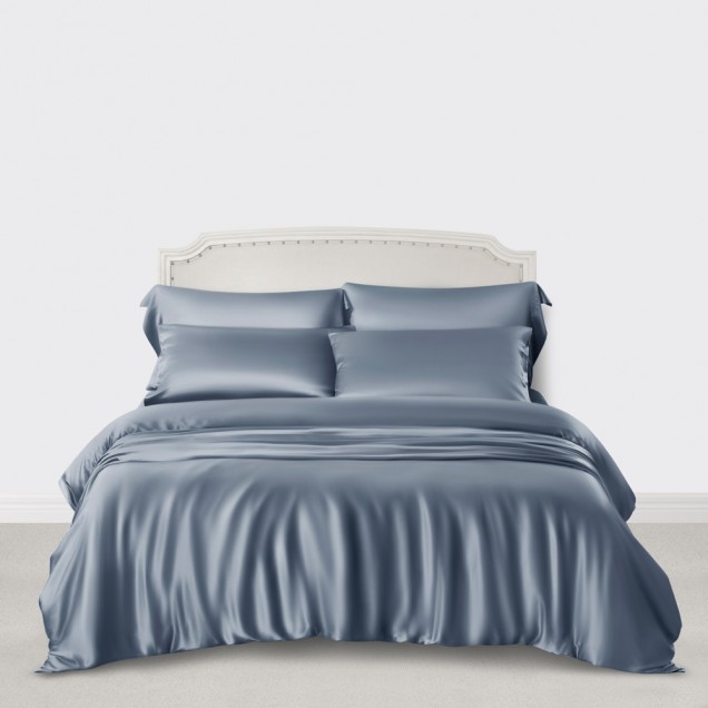 Misty Blue 3 PCS 22 Momme Mulberry Silk Duvet Cover Set Australia Misty Blue 3 PCS 22 Momme Mulberry Silk Duvet Cover Set Australia