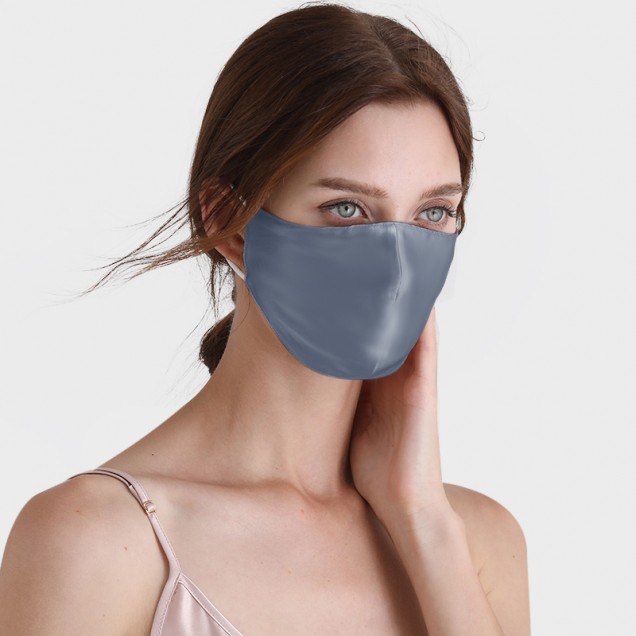 Misty Blue & White Double-Sided 22 Momme Silk Face Mask Australia Misty Blue & White Double-Sided 22 Momme Silk Face Mask Australia