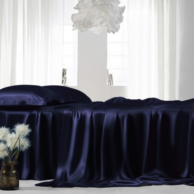 Navy 22 Momme Mulberry Silk Flat Sheet Australia Navy 22 Momme Mulberry Silk Flat Sheet Australia
