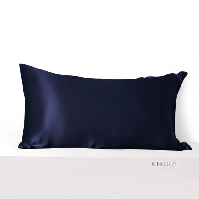 Navy 22 Momme Mulberry Silk Pillowcase with Hidden Zipper Australia Navy 22 Momme Mulberry Silk Pillowcase with Hidden Zipper Australia