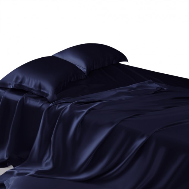 Navy 22 Momme Mulberry Silk Sheet Set Australia Navy 22 Momme Mulberry Silk Sheet Set Australia