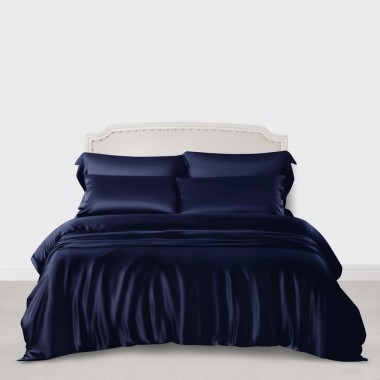 Navy 3 PCS 22 Momme Mulberry Silk Duvet Cover Set Australia
