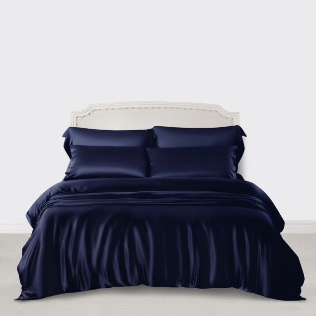 Navy 3 PCS 22 Momme Mulberry Silk Duvet Cover Set Australia Navy 3 PCS 22 Momme Mulberry Silk Duvet Cover Set Australia